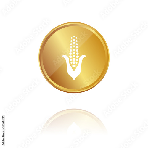 Maiskolben - Gold Münze mit Reflektion
