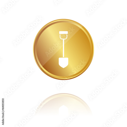 Schaufel - Gold Münze mit Reflektion