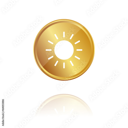 Sonne - Gold Münze mit Reflektion