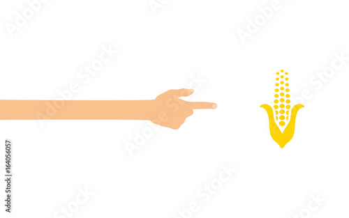 Hand zeigt auf - Mais