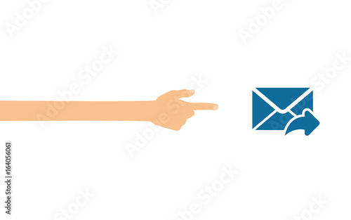Hand zeigt auf - Brief schicken