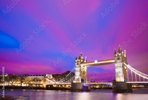 beautiful sunset at Tower Bridge in London city  night scene