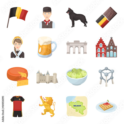 National, flag, clothing and other Belgium attributes .Belgium set collection icons in cartoon style vector symbol stock illustration web.
