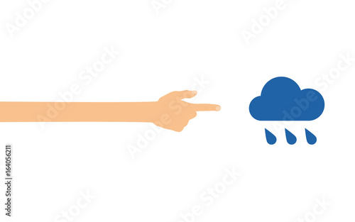 Hand zeigt auf - Regenwolke