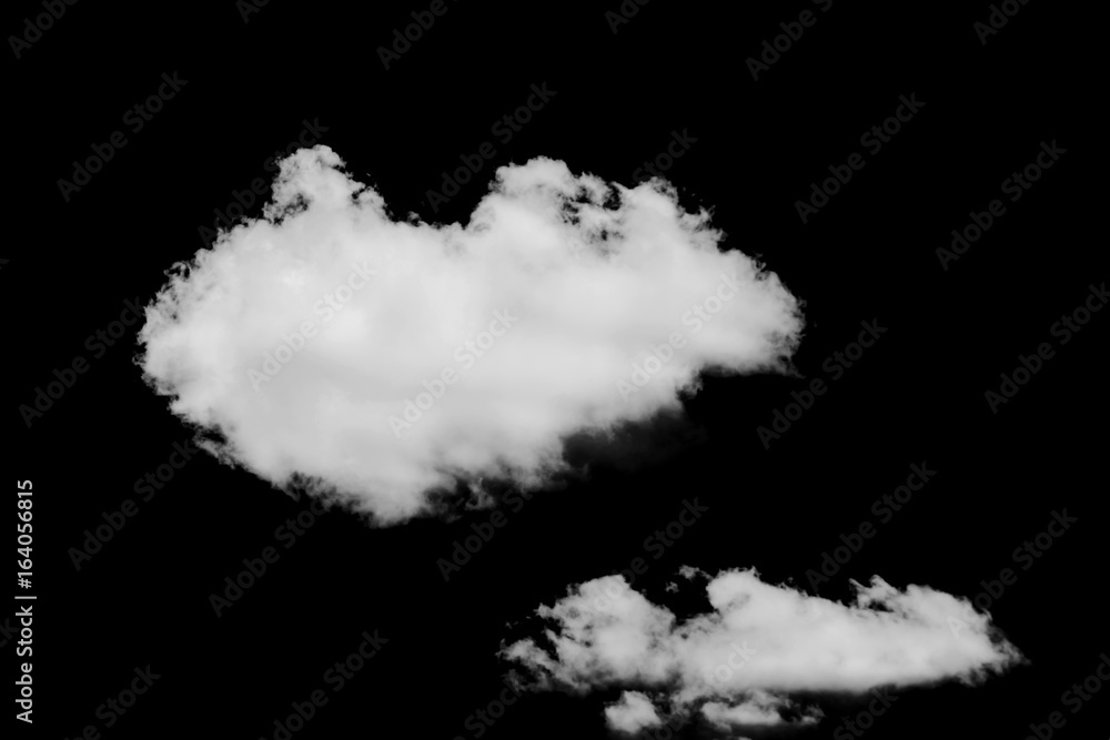 White clouds isolated on black background White clouds isolated on black background