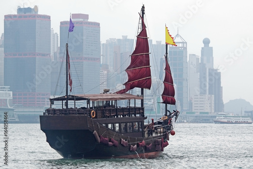 sailboat in Hong Kong harbor