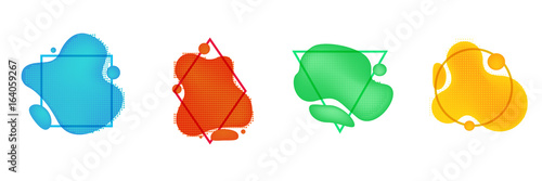 Set of simple form, frames or border in geometric abstract liquid style. Modern trendy background shapes for design banner, poster, cover, flyer, brochure, card. Vector illustration.