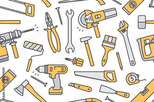 Building tools seamless pattern photo