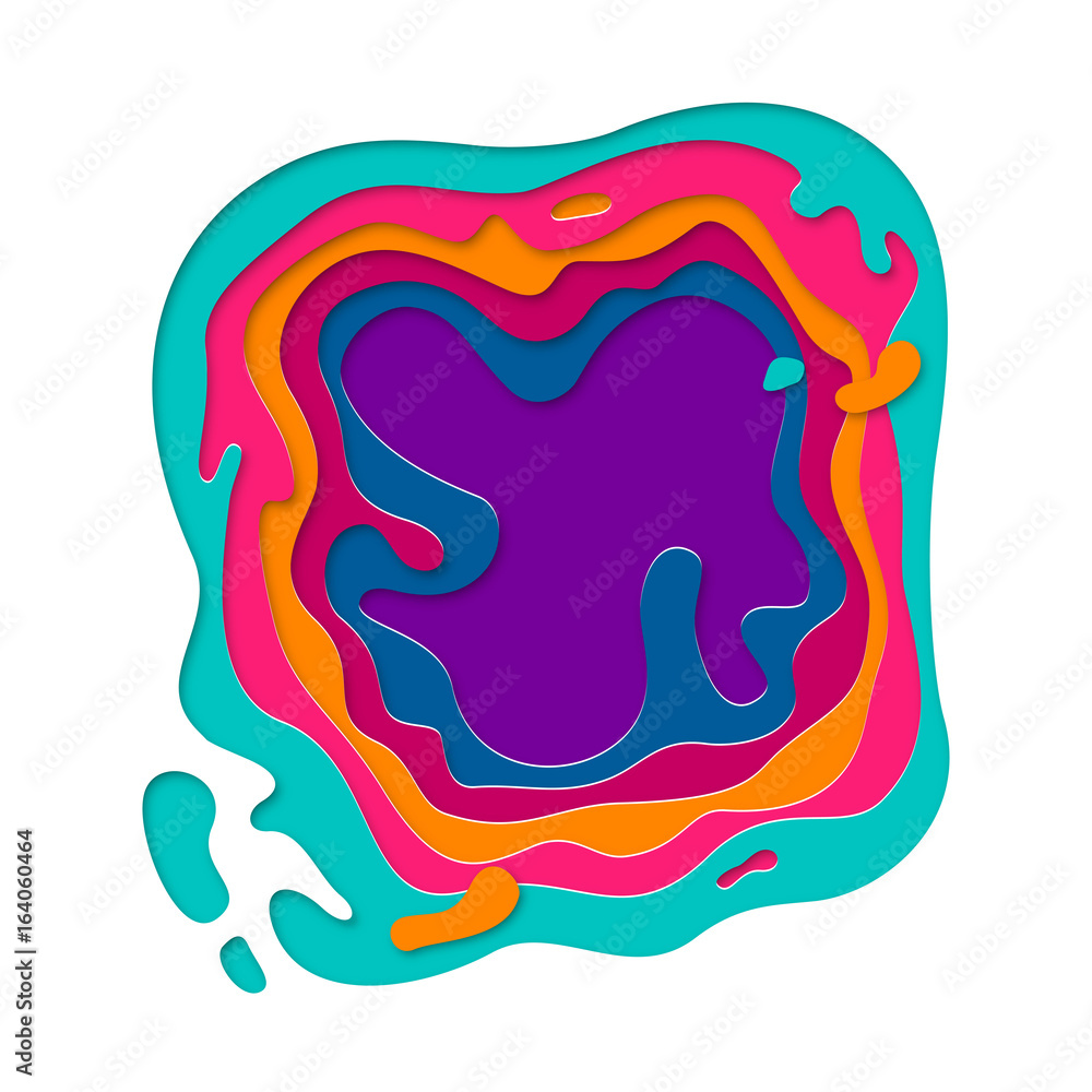3D papercut layers background of multi color paper cut vector topography art 3D papercut layers background of multi color paper cut vector topography art