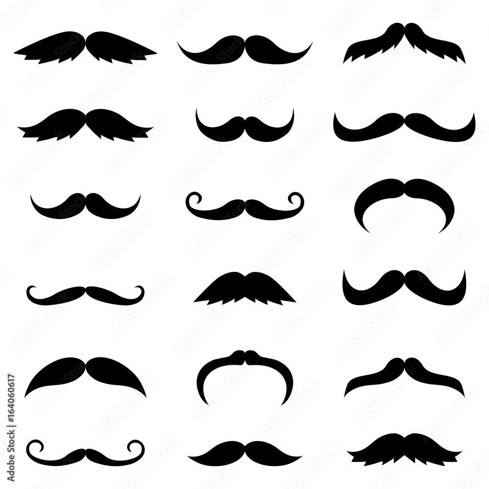 Black vector mustache silhouettes Black vector mustache silhouettes
