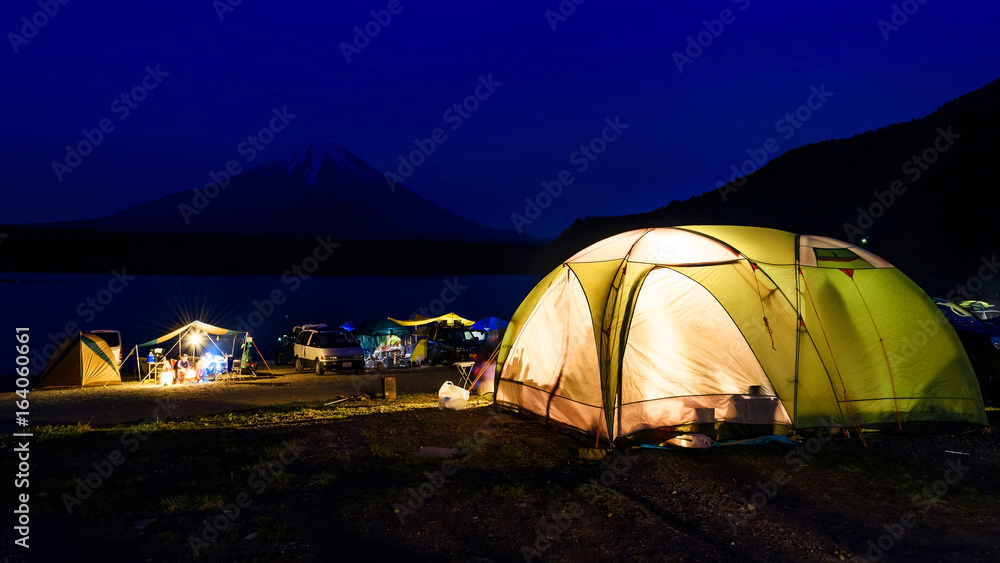 Camping at Lake Shoji with mt. fuji view