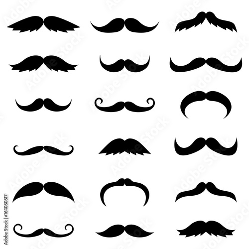 Black vector mustache silhouettes