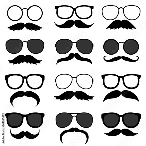 Vector set of hipster mustaches