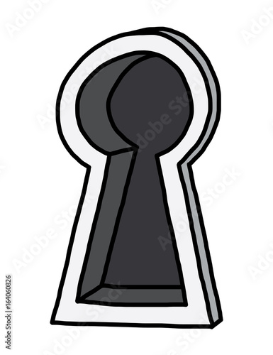 key hole / cartoon vector and illustration, hand drawn style, grayscale, isolated on white background.