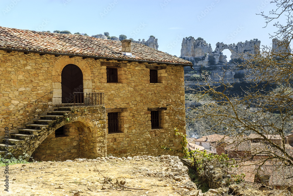 details of the town of Orbaneja of the Castle in Burgos, Castile and Leon, Spain details of the town of Orbaneja of the Castle in Burgos, Castile and Leon, Spain