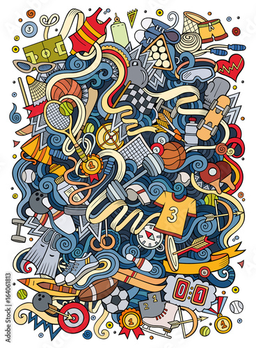 Cartoon cute doodles hand drawn Sport illustration