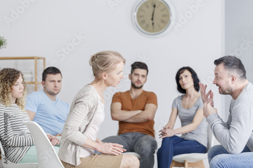 Cuadro en lienzo Participating in psychological workshop