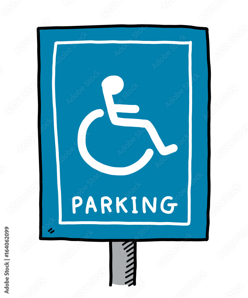 disabled parking sign / cartoon vector and illustration, hand drawn style,  isolated on white background. Stock Vector | Adobe Stock