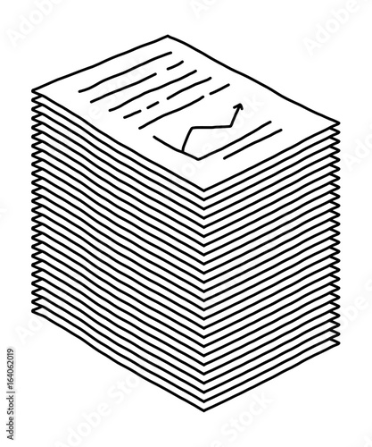 data paper stack / cartoon vector and illustration, black and white, hand drawn, sketch style, isolated on white background.