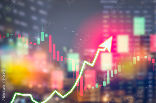 International business Stock finacial concept with business growth and progress with Stock market digital graph chart on LED display