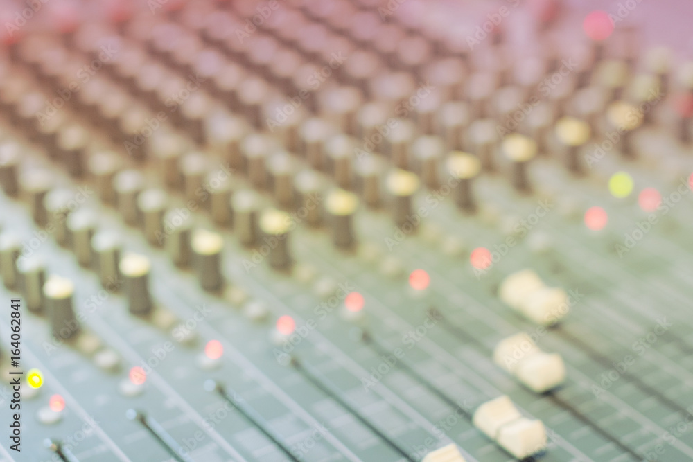 Fototapeta premium lurred sound control buttons of Sound Engineering.