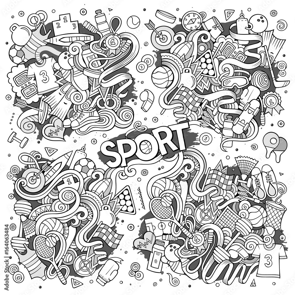 Doodle cartoon set of Sport designs Doodle cartoon set of Sport designs