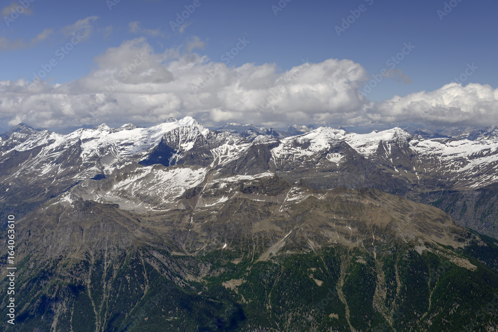 Rheinwaldhorn range aerial from west, Switzerland