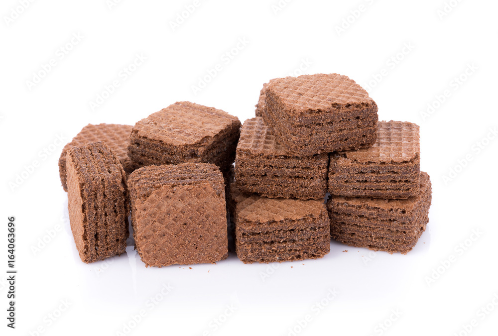 Wafers cubes with chocolate isolated on white background Wafers cubes with chocolate isolated on white background