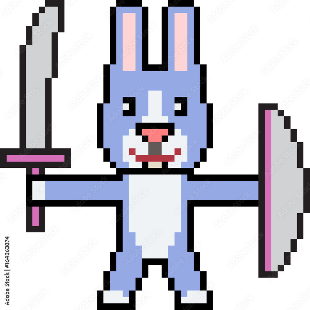 vector pixel art rabbit warrior