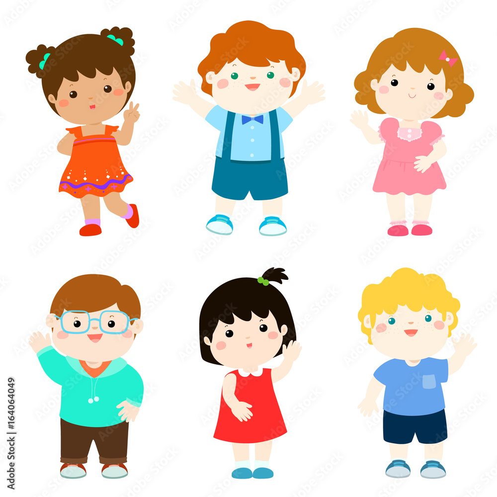 Happy kids variety nationality cartoon vector. Happy kids variety nationality cartoon vector.