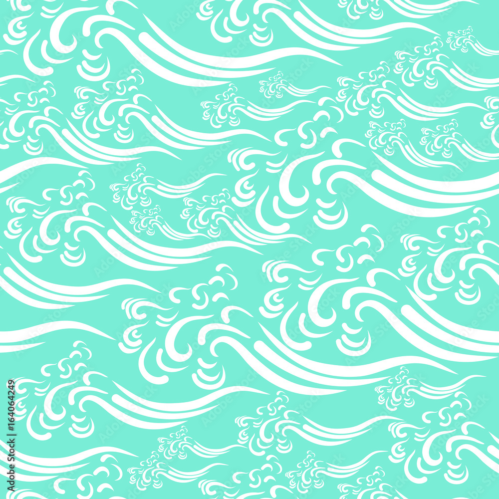 Seamless pattern of sea waves. Background.