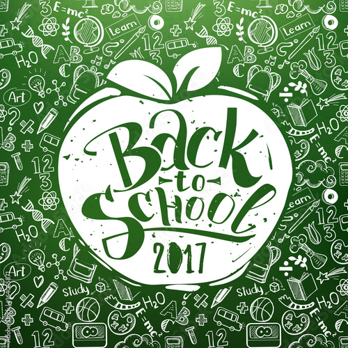 Back to school chalkboard with apple