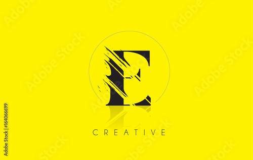 E Letter Logo with Vintage Grundge Drawing Design. Destroyed Cutted Letter Icon Vector.