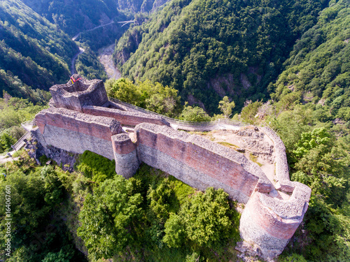 Aerial view of Fortress Poenari, Romania photo