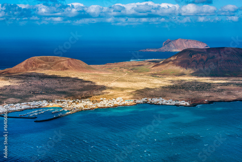 Islands of La Graciosa and Montana Clara off the northern coast of Lanzarote, Canary Islands, Spain