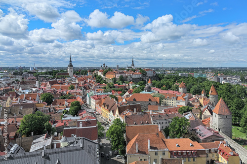 View of the Old Town of Tallinn from the tower of St. Olaf's church, Estonia