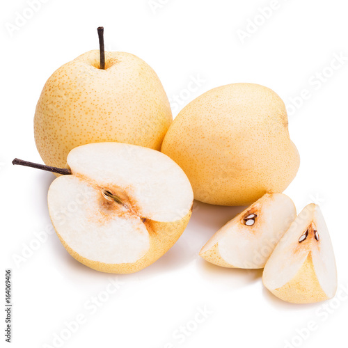 Chinese pear fruits on white background