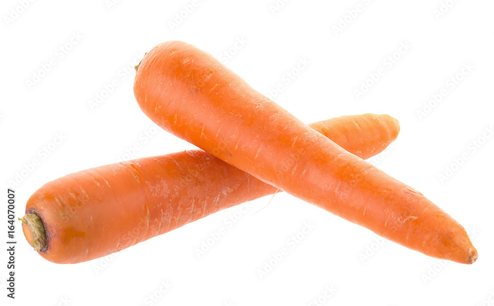 fresh carrots with slices of carrot on the white background fresh carrots with slices of carrot on the white background