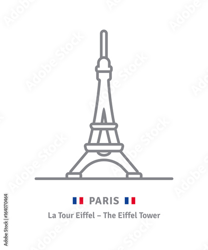 Paris icon with Eiffel Tower and French flag