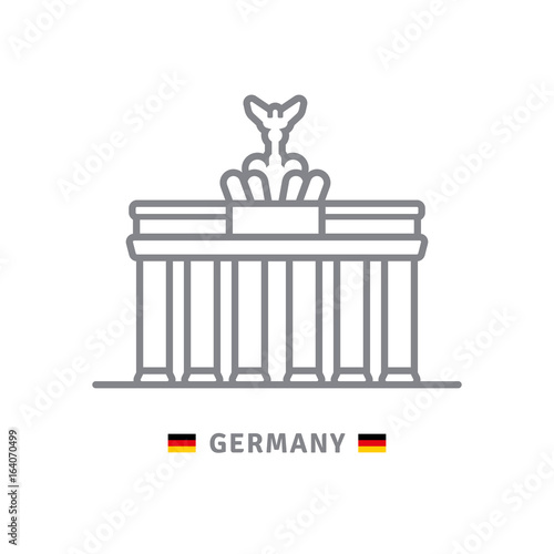 Germany icon with Brandenburg Gate and german flag