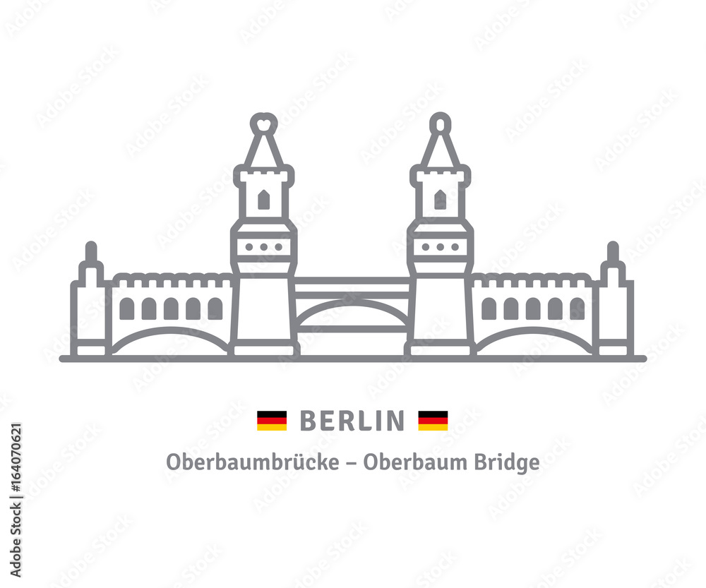 Berlin icon with Oberbaum Bridge and german flag
