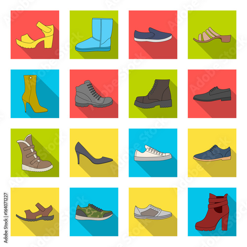 Shoes, style, heel and other types of shoes. Different shoes set collection icons in flat style vector symbol stock illustration web.