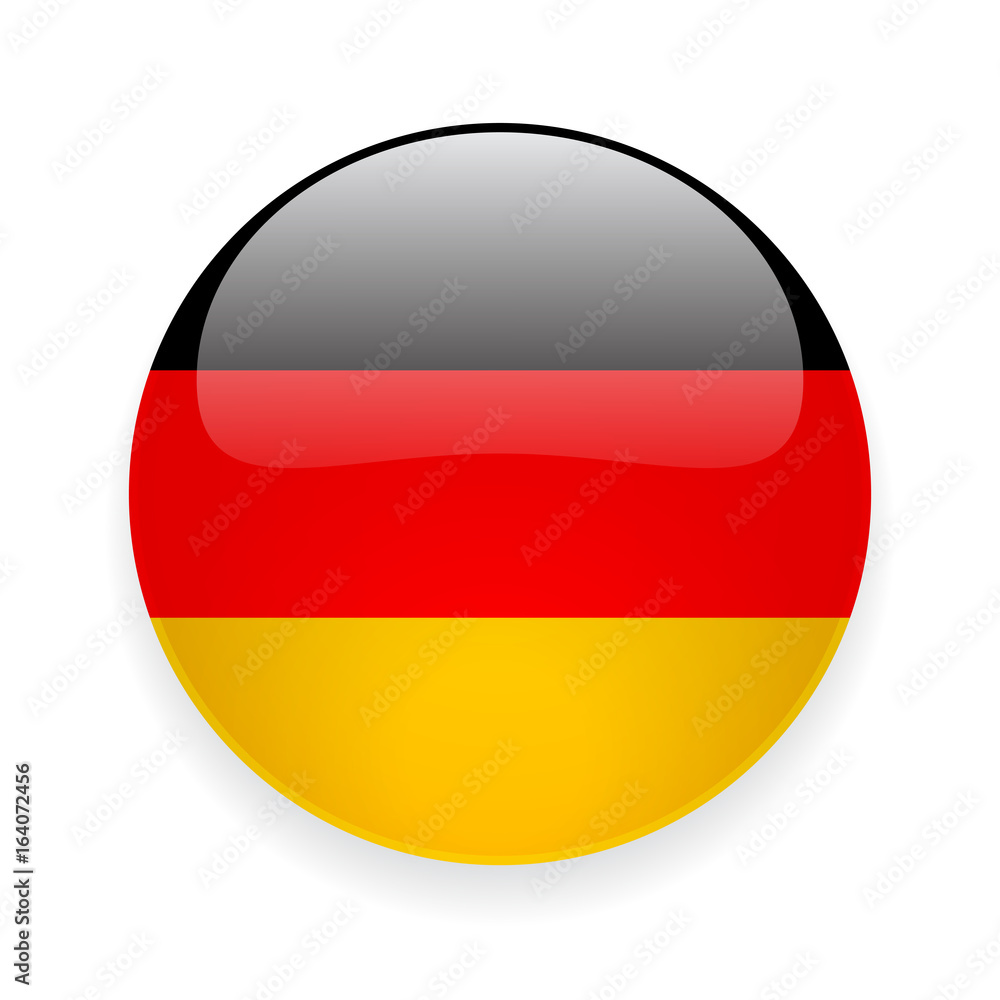 Round glossy icon with national flag of Germany on white background Round glossy icon with national flag of Germany on white background