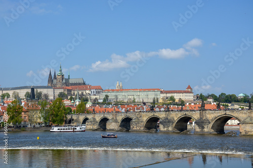 The famous Charles Bridge and castle in Prague, Czech Republic © Asvolas