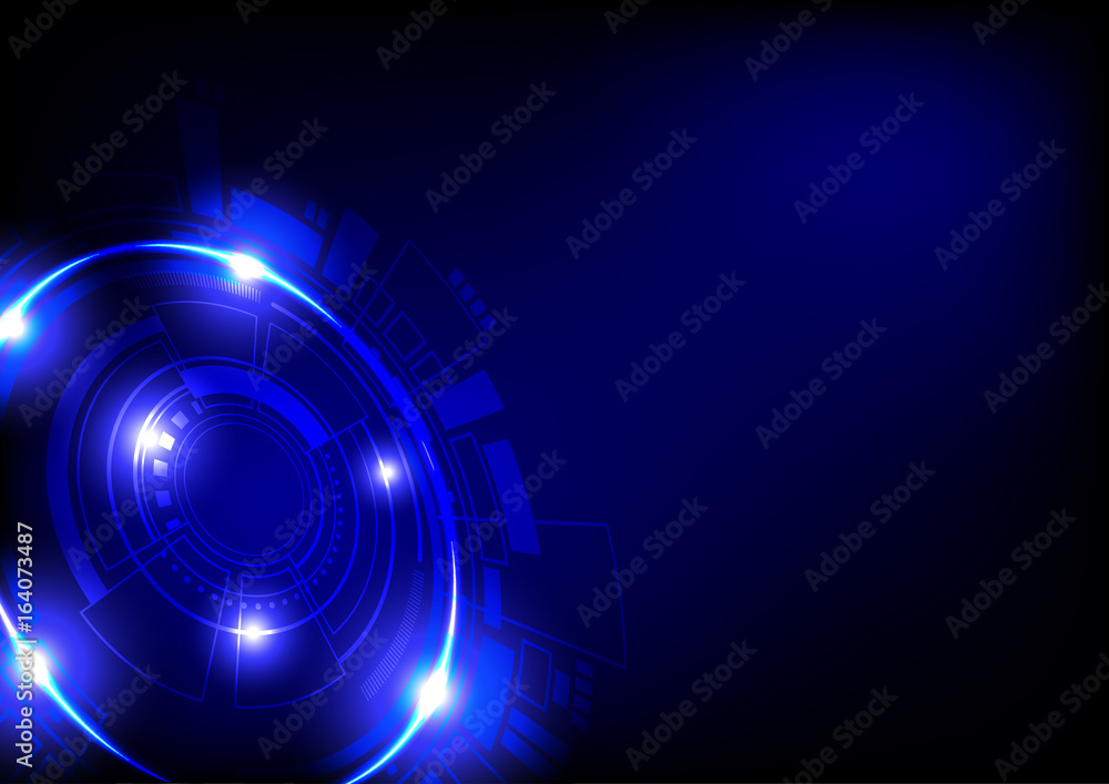 Abstract circle of technology with glowing light on dark background
