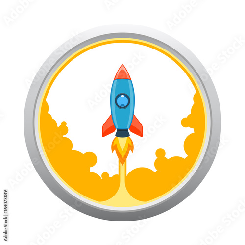 Cartoon rocket icon, vector illustration