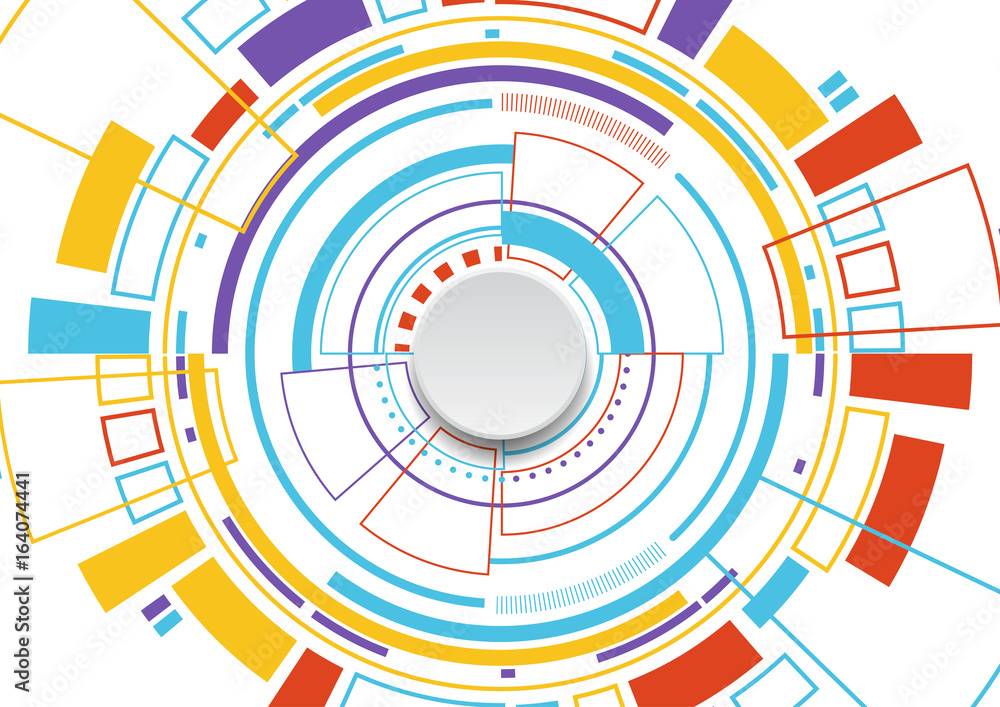 Abstract colorful circle technology on white background Abstract colorful circle technology on white background