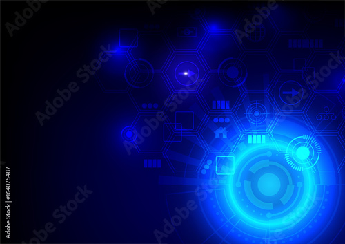 Technology background with blue glowing light