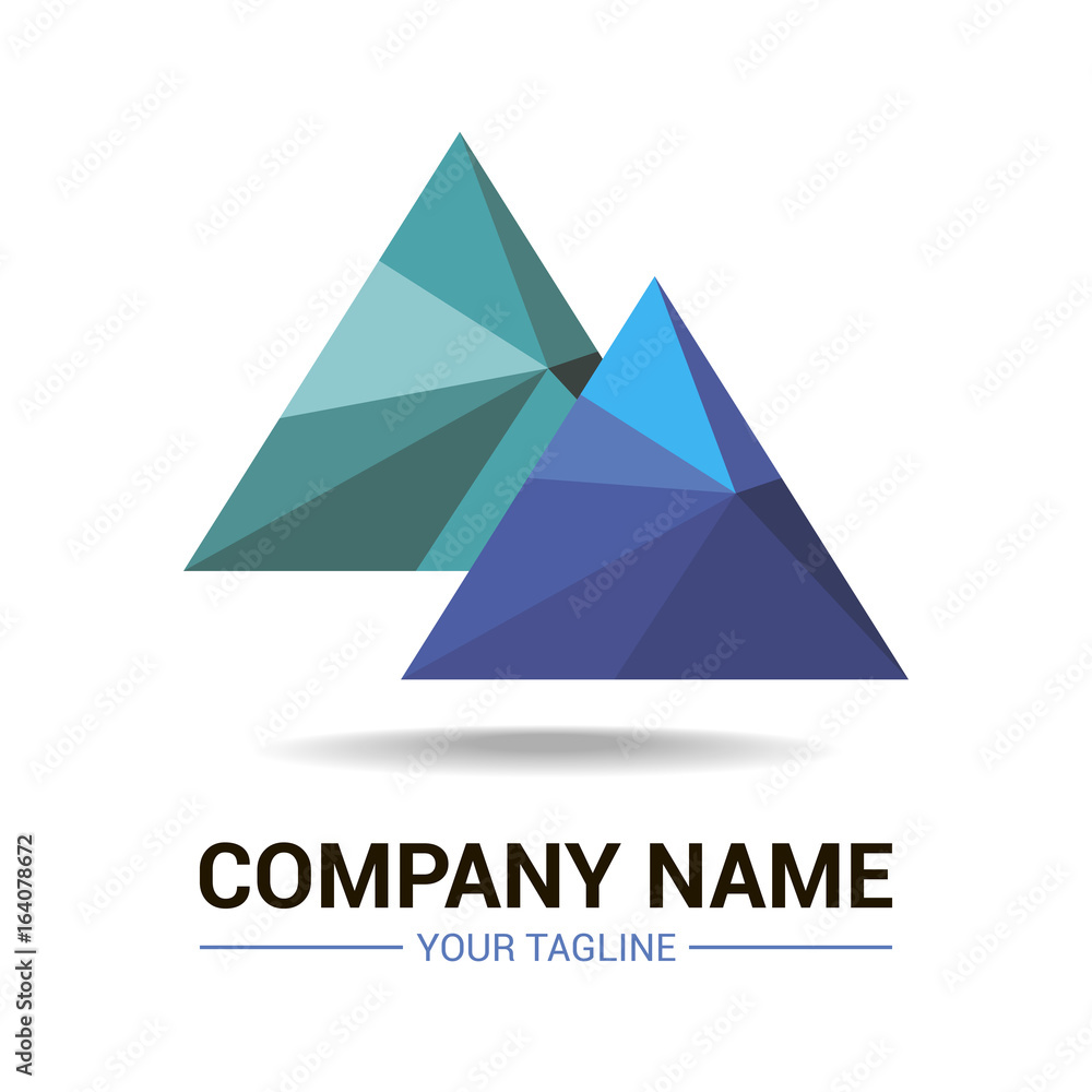 Two polygonal vector triangle. Vector logo template for financial or building company. Eps 10, isoleted. Two polygonal vector triangle. Vector logo template for financial or building company. Eps 10, isoleted.