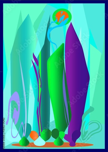 Abstract colorful background with seaweed photo